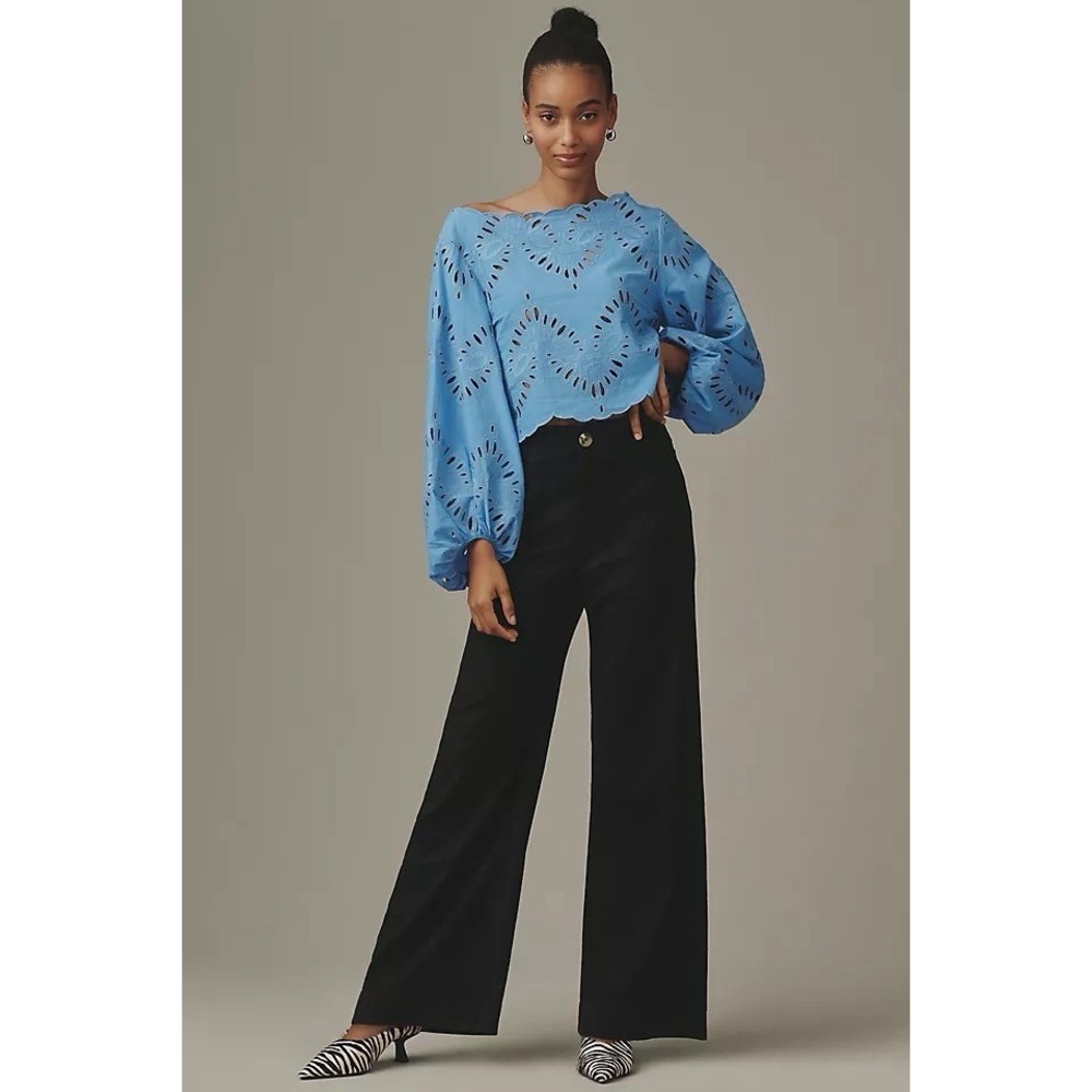 Maeve Colette Linen Stretch High Rise Wide Leg Pants NWT SIZE 24
